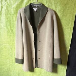 Sarah Spencer Wool Beige and Olive Trench Coat